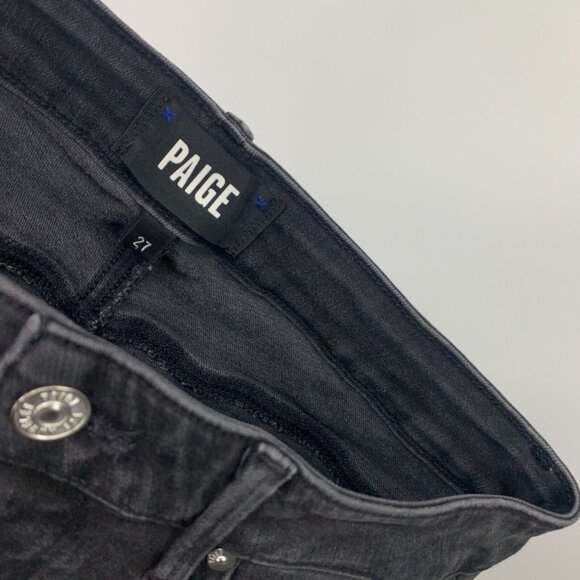 Paige Denim Jeans Cindy High Rise Straight Distressed Black Denim - Picture 7 of 12